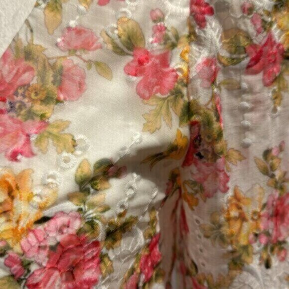 Lillian Floral Print Long Sleeve Deep V-Neck Cut-Out Tiered A-Line Dress - Picture 8 of 8